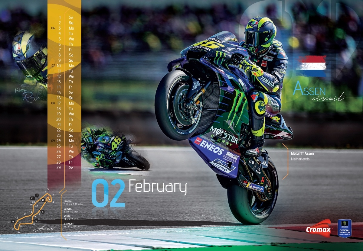 Cromax 2020 calendar with Monster Energy Yamaha MotoGP