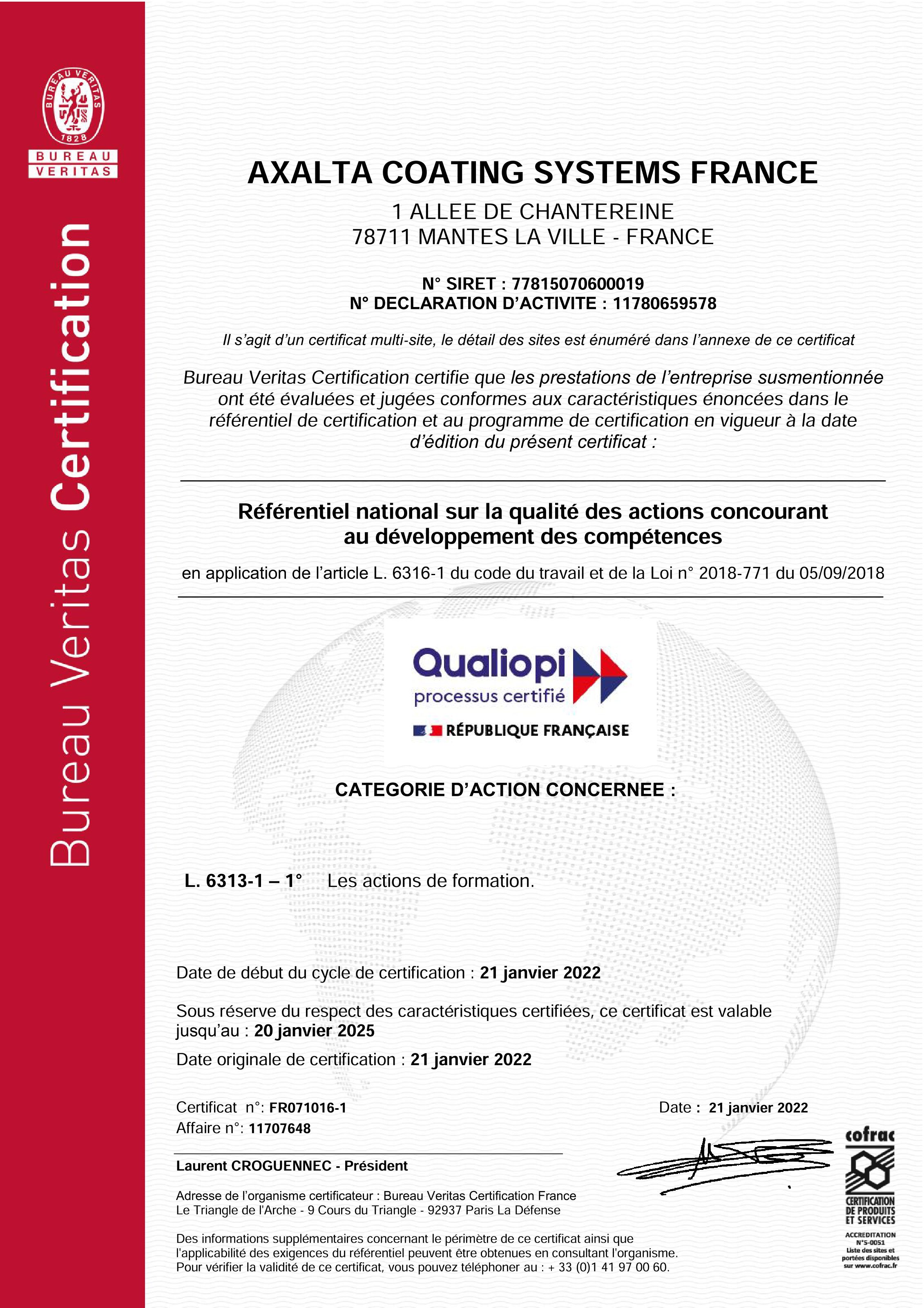 Axalta Coating Systems France - Qualiopi